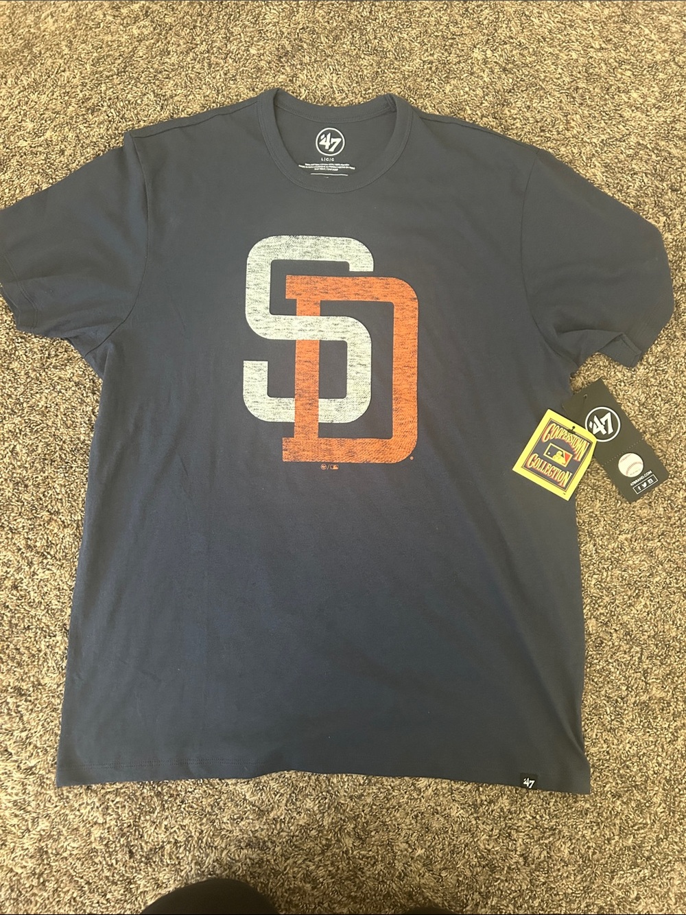 47 Navy Short-Sleeve Tee with White and Orange SD Logo